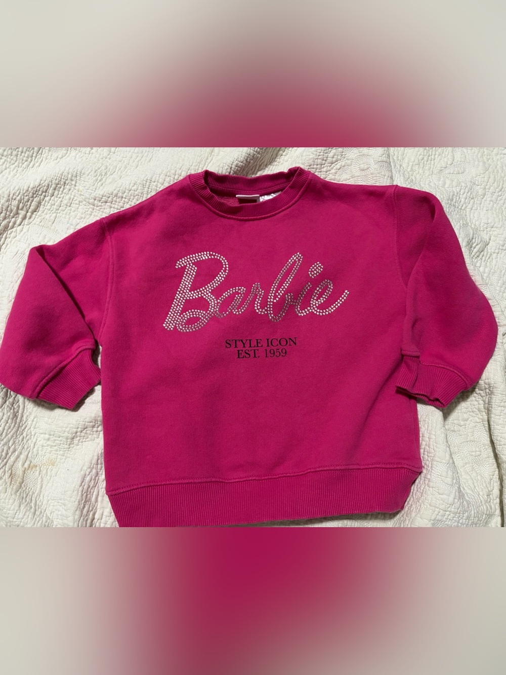 Girls size 6-7 Zara Barbie Hot Pink crewneck sweater